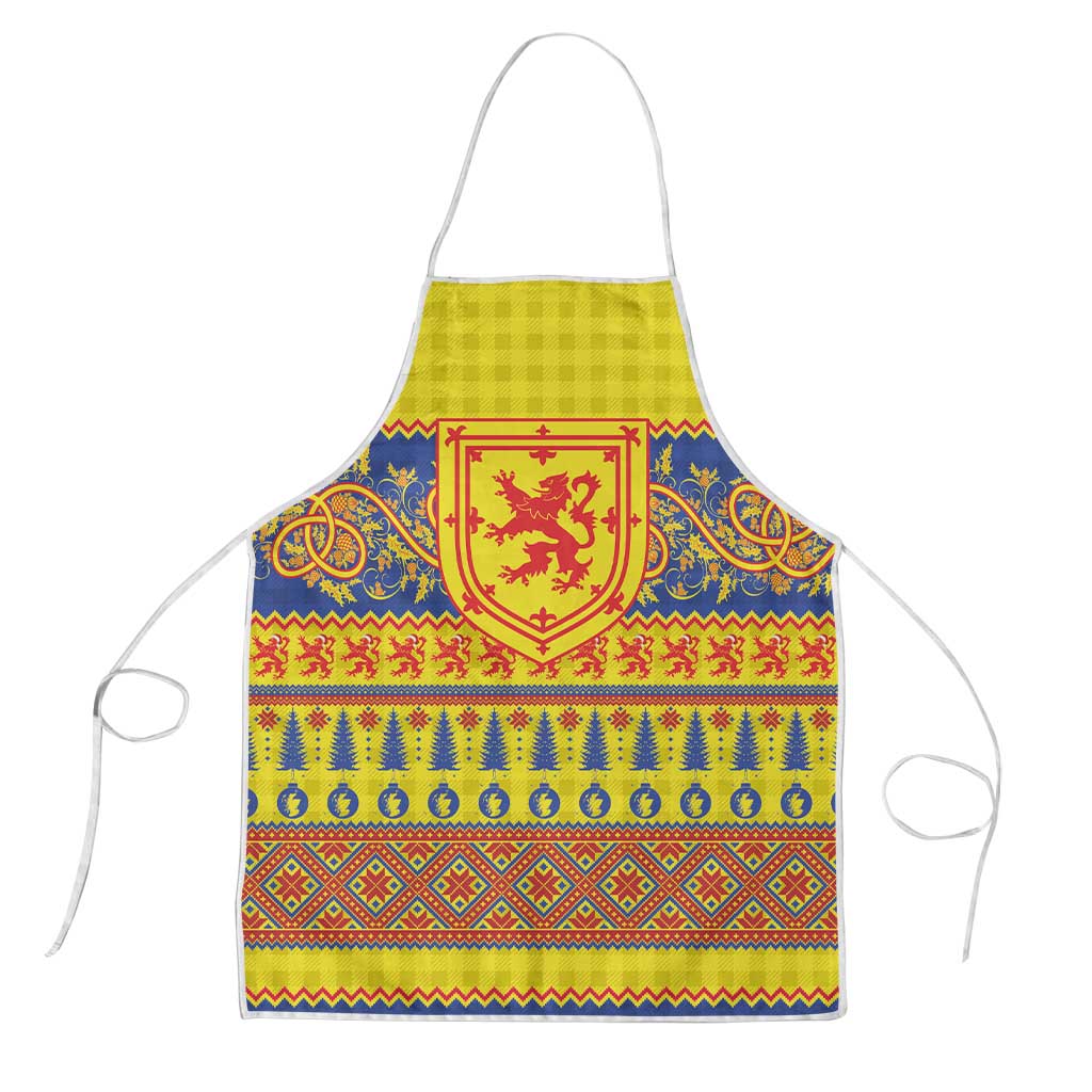 Scottish Christmas Apron Scotland Thistle and Celtic Knot Yellow-Red Color - Wonder Print Shop