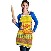 Scottish Christmas Apron Scotland Thistle and Celtic Knot Yellow-Red Color - Wonder Print Shop