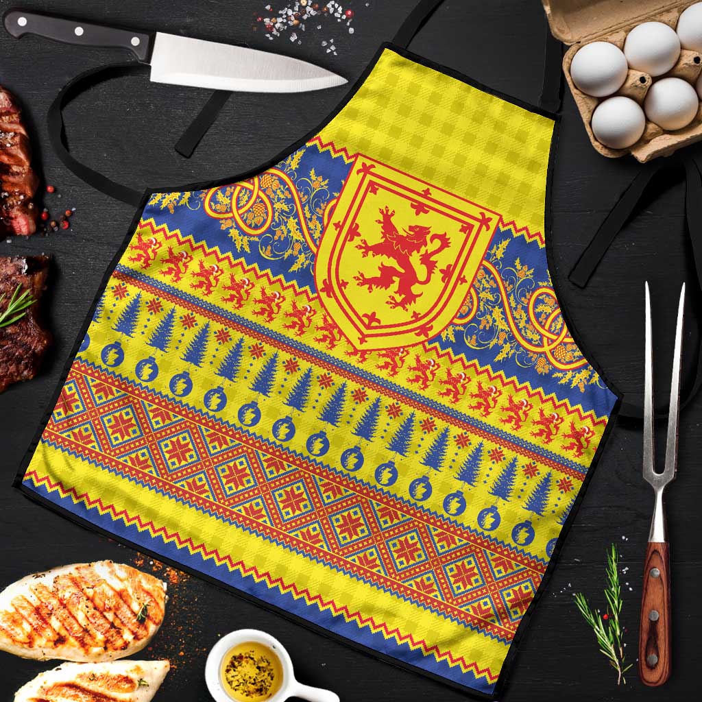 Scottish Christmas Apron Scotland Thistle and Celtic Knot Yellow-Red Color - Wonder Print Shop