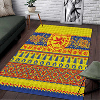 Scottish Christmas Area Rug Scotland Thistle and Celtic Knot Yellow-Red Color - Wonder Print Shop