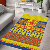 Scottish Christmas Area Rug Scotland Thistle and Celtic Knot Yellow-Red Color - Wonder Print Shop