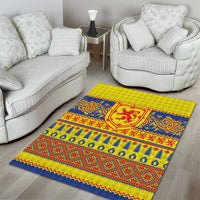 Scottish Christmas Area Rug Scotland Thistle and Celtic Knot Yellow-Red Color - Wonder Print Shop