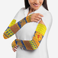 Scottish Christmas Arm Sleeves Scotland Thistle and Celtic Knot Yellow-Red Color - Wonder Print Shop