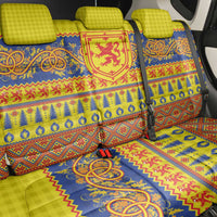 Scottish Christmas Back Car Seat Cover Scotland Thistle and Celtic Knot Yellow-Red Color - Wonder Print Shop