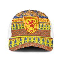 Scottish Christmas Baseball Net Cap Scotland Thistle and Celtic Knot Yellow-Red Color - Wonder Print Shop