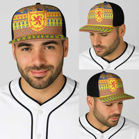 Scottish Christmas Baseball Net Cap Scotland Thistle and Celtic Knot Yellow-Red Color - Wonder Print Shop