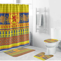 Scottish Christmas Bathroom Set Scotland Thistle and Celtic Knot Yellow-Red Color - Wonder Print Shop