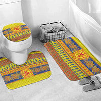 Scottish Christmas Bathroom Set Scotland Thistle and Celtic Knot Yellow-Red Color - Wonder Print Shop