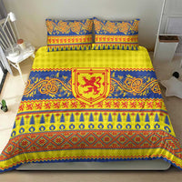 Scottish Christmas Bedding Set Scotland Thistle and Celtic Knot Yellow-Red Color - Wonder Print Shop