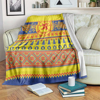 Scottish Christmas Blanket Scotland Thistle and Celtic Knot Yellow-Red Color - Wonder Print Shop