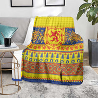 Scottish Christmas Blanket Scotland Thistle and Celtic Knot Yellow-Red Color - Wonder Print Shop