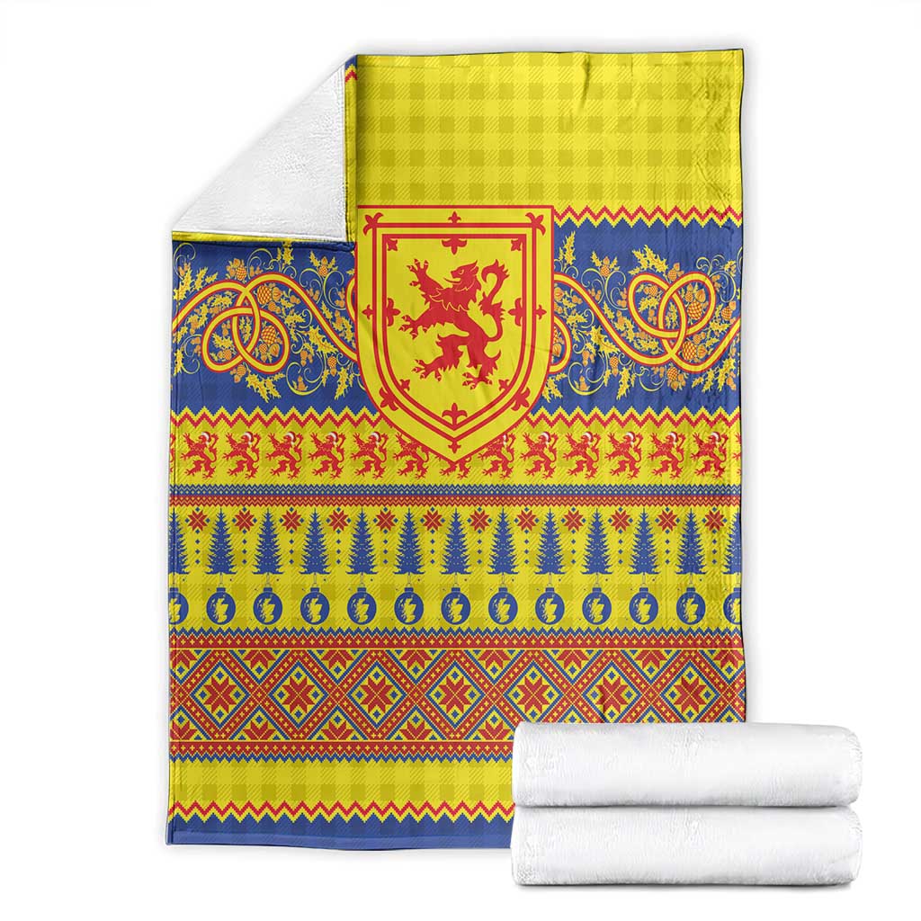 Scottish Christmas Blanket Scotland Thistle and Celtic Knot Yellow-Red Color - Wonder Print Shop