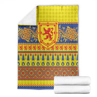 Scottish Christmas Blanket Scotland Thistle and Celtic Knot Yellow-Red Color - Wonder Print Shop