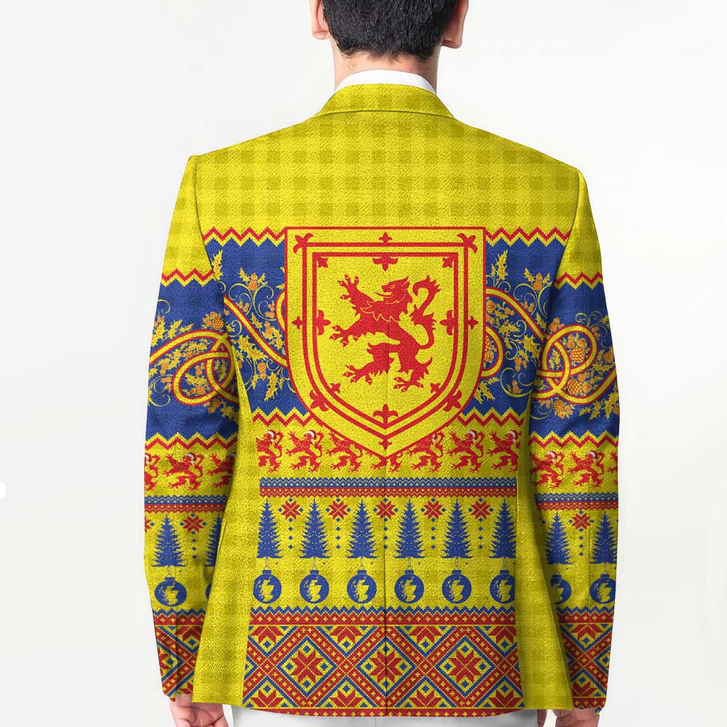 Scottish Christmas Blazer Scotland Thistle and Celtic Knot Yellow-Red Color - Wonder Print Shop