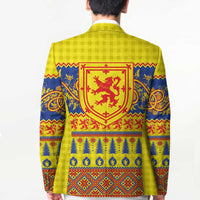 Scottish Christmas Blazer Scotland Thistle and Celtic Knot Yellow-Red Color - Wonder Print Shop