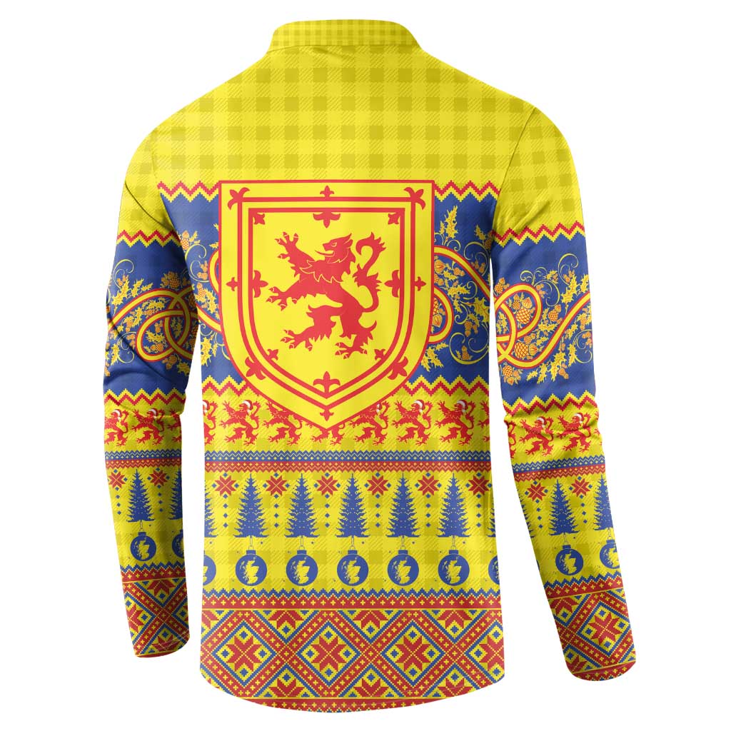 Scottish Christmas Button Sweatshirt Scotland Thistle and Celtic Knot Yellow-Red Color - Wonder Print Shop