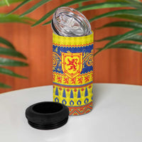 Scottish Christmas 4 in 1 Can Cooler Tumbler Scotland Thistle and Celtic Knot Yellow-Red Color - Wonder Print Shop