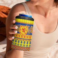 Scottish Christmas 4 in 1 Can Cooler Tumbler Scotland Thistle and Celtic Knot Yellow-Red Color - Wonder Print Shop