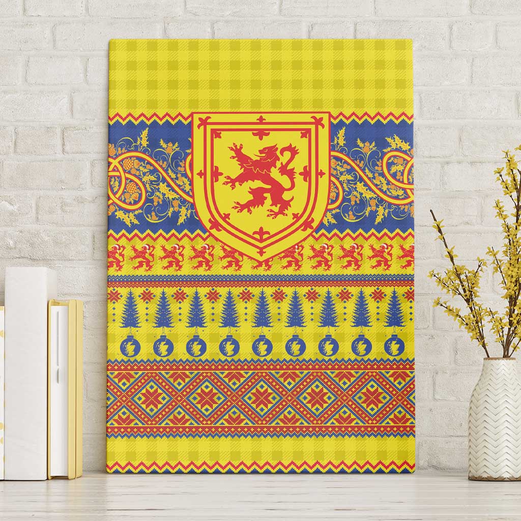 Scottish Christmas Canvas Wall Art Scotland Thistle and Celtic Knot Yellow-Red Color - Wonder Print Shop