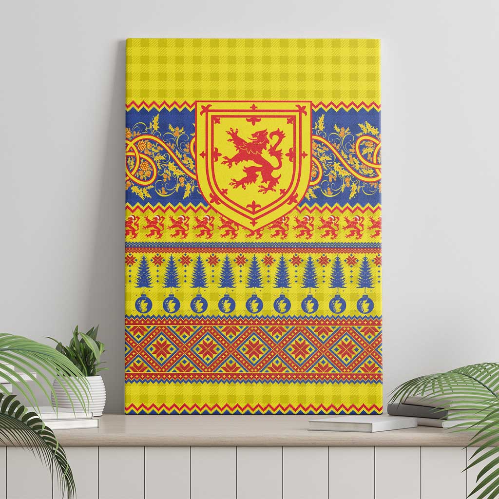 Scottish Christmas Canvas Wall Art Scotland Thistle and Celtic Knot Yellow-Red Color - Wonder Print Shop