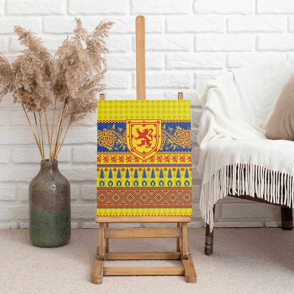 Scottish Christmas Canvas Wall Art Scotland Thistle and Celtic Knot Yellow-Red Color - Wonder Print Shop