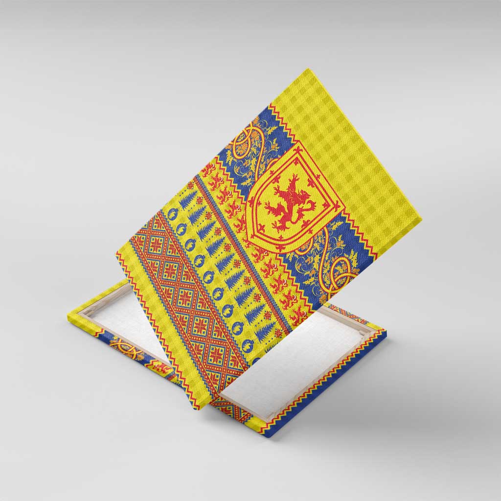 Scottish Christmas Canvas Wall Art Scotland Thistle and Celtic Knot Yellow-Red Color - Wonder Print Shop