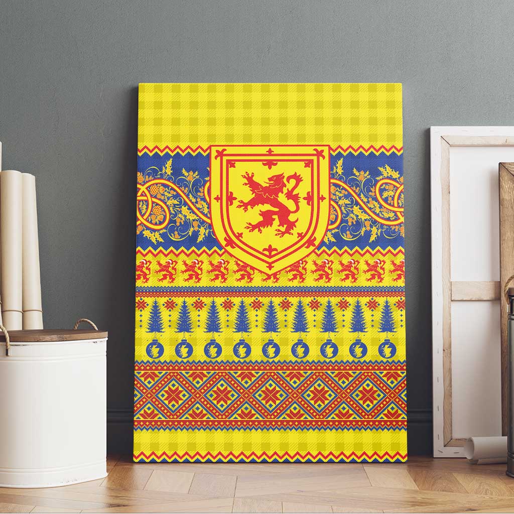 Scottish Christmas Canvas Wall Art Scotland Thistle and Celtic Knot Yellow-Red Color - Wonder Print Shop