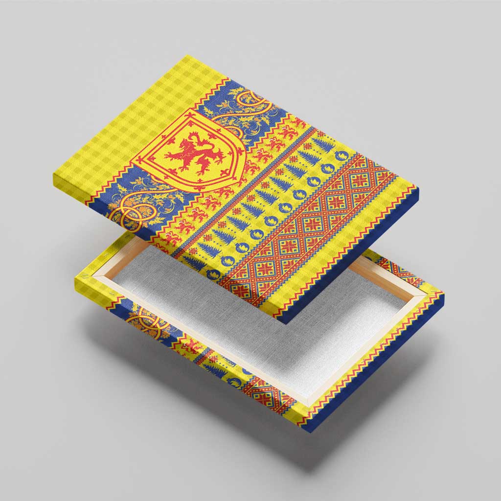 Scottish Christmas Canvas Wall Art Scotland Thistle and Celtic Knot Yellow-Red Color - Wonder Print Shop