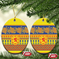 Scottish Christmas Ceramic Ornament Scotland Thistle and Celtic Knot Yellow-Red Color - Wonder Print Shop