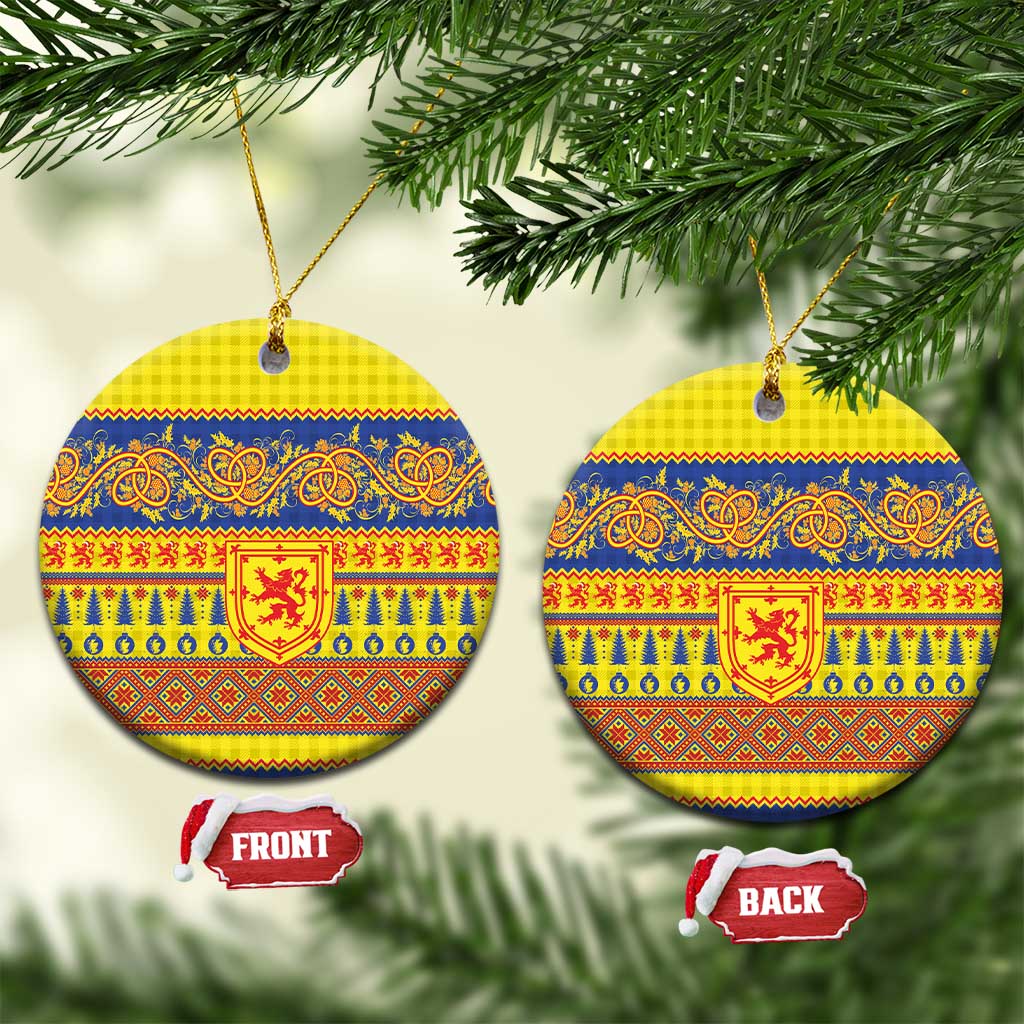 Scottish Christmas Ceramic Ornament Scotland Thistle and Celtic Knot Yellow-Red Color - Wonder Print Shop