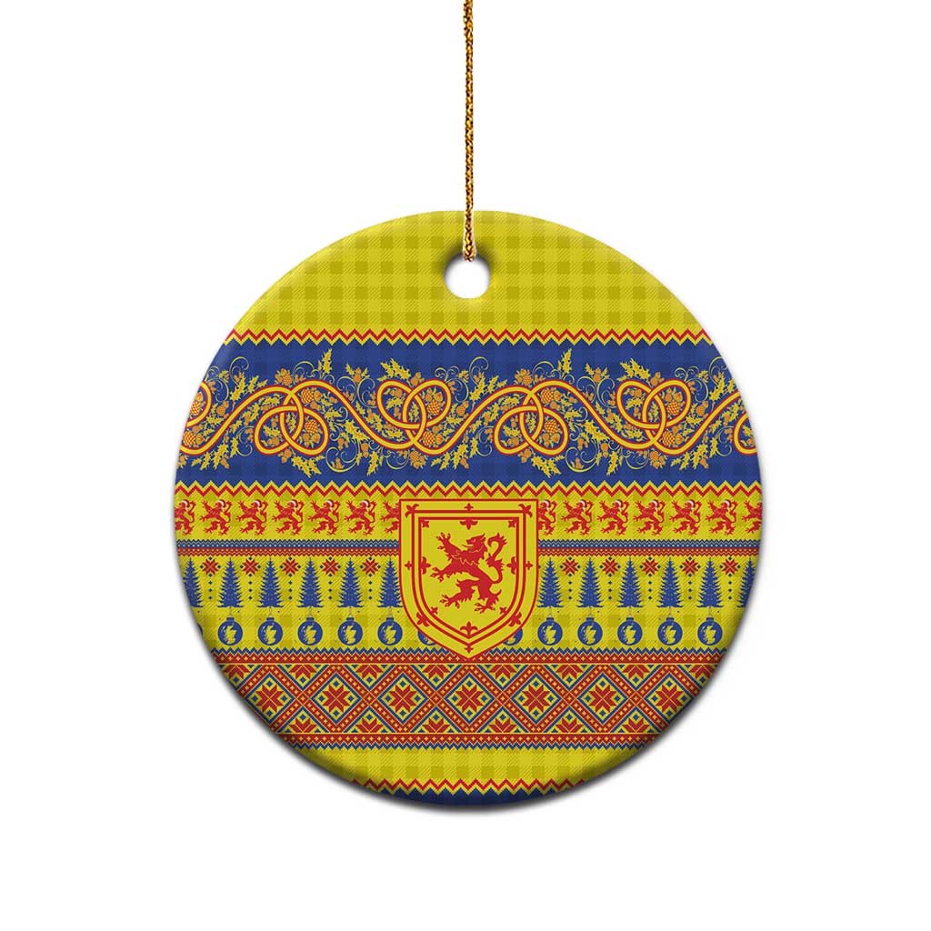 Scottish Christmas Ceramic Ornament Scotland Thistle and Celtic Knot Yellow-Red Color - Wonder Print Shop