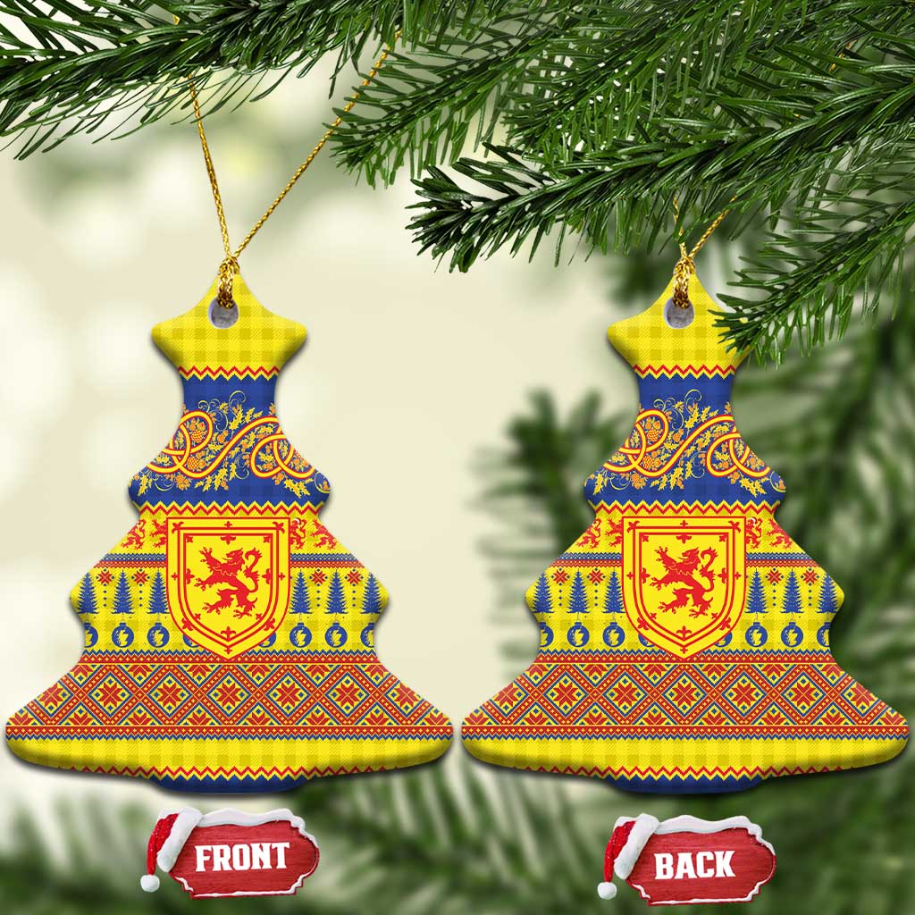 Scottish Christmas Ceramic Ornament Scotland Thistle and Celtic Knot Yellow-Red Color - Wonder Print Shop