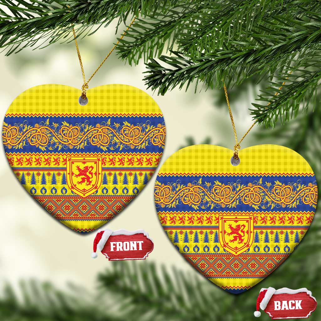 Scottish Christmas Ceramic Ornament Scotland Thistle and Celtic Knot Yellow-Red Color - Wonder Print Shop
