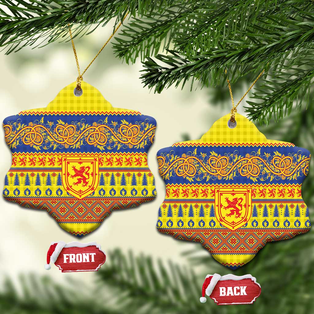 Scottish Christmas Ceramic Ornament Scotland Thistle and Celtic Knot Yellow-Red Color - Wonder Print Shop