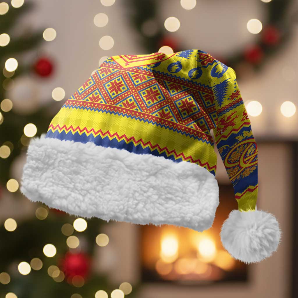 Scottish Christmas Santa Hat Scotland Thistle and Celtic Knot Yellow-Red Color - Wonder Print Shop