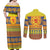 Scottish Christmas Couples Matching Off Shoulder Maxi Dress and Long Sleeve Button Shirt Scotland Thistle and Celtic Knot Yellow-Red Color - Wonder Print Shop