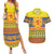 Scottish Christmas Couples Matching Summer Maxi Dress and Hawaiian Shirt Scotland Thistle and Celtic Knot Yellow-Red Color - Wonder Print Shop