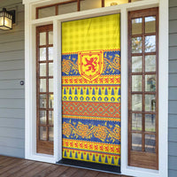 Scottish Christmas Door Cover Scotland Thistle and Celtic Knot Yellow-Red Color - Wonder Print Shop