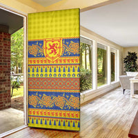 Scottish Christmas Door Cover Scotland Thistle and Celtic Knot Yellow-Red Color - Wonder Print Shop