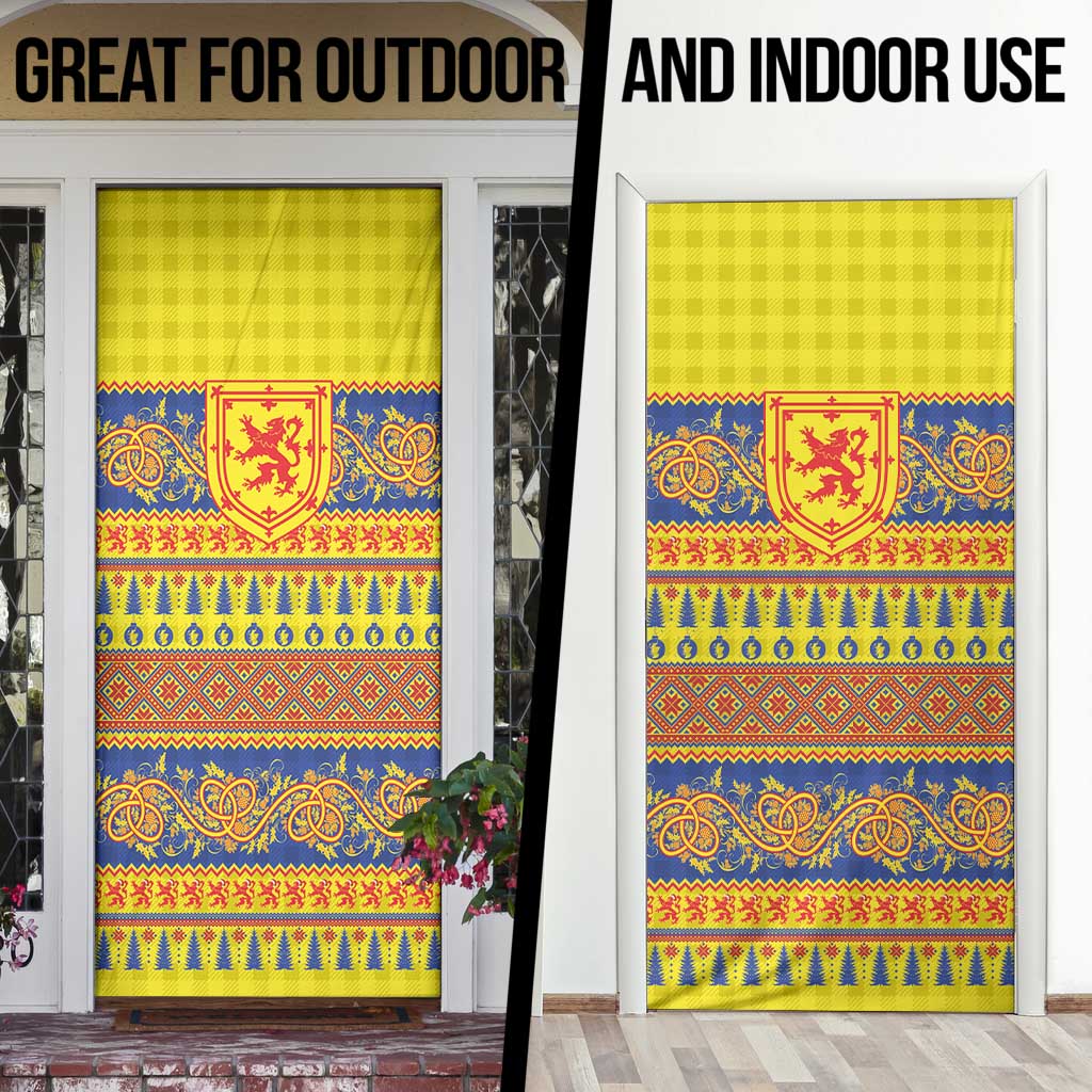Scottish Christmas Door Cover Scotland Thistle and Celtic Knot Yellow-Red Color - Wonder Print Shop