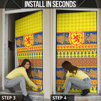 Scottish Christmas Door Cover Scotland Thistle and Celtic Knot Yellow-Red Color - Wonder Print Shop