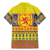Scottish Christmas Family Matching Mermaid Dress and Hawaiian Shirt Scotland Thistle and Celtic Knot Yellow-Red Color - Wonder Print Shop