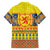 Scottish Christmas Family Matching Off Shoulder Short Dress and Hawaiian Shirt Scotland Thistle and Celtic Knot Yellow-Red Color - Wonder Print Shop