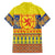 Scottish Christmas Family Matching Short Sleeve Bodycon Dress and Hawaiian Shirt Scotland Thistle and Celtic Knot Yellow-Red Color - Wonder Print Shop