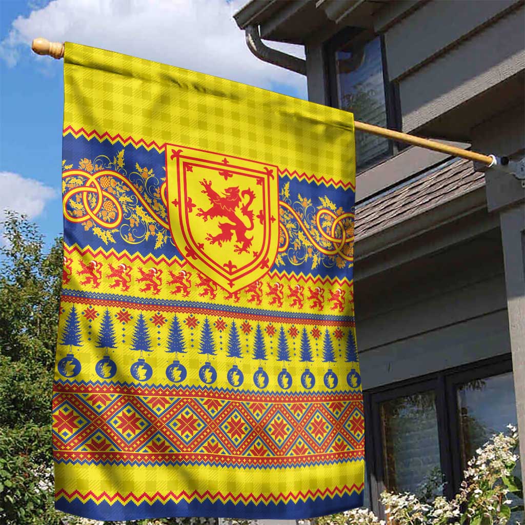 Scottish Christmas Garden Flag Scotland Thistle and Celtic Knot Yellow-Red Color - Wonder Print Shop