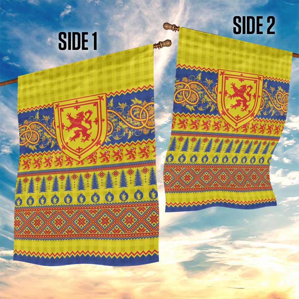 Scottish Christmas Garden Flag Scotland Thistle and Celtic Knot Yellow-Red Color - Wonder Print Shop