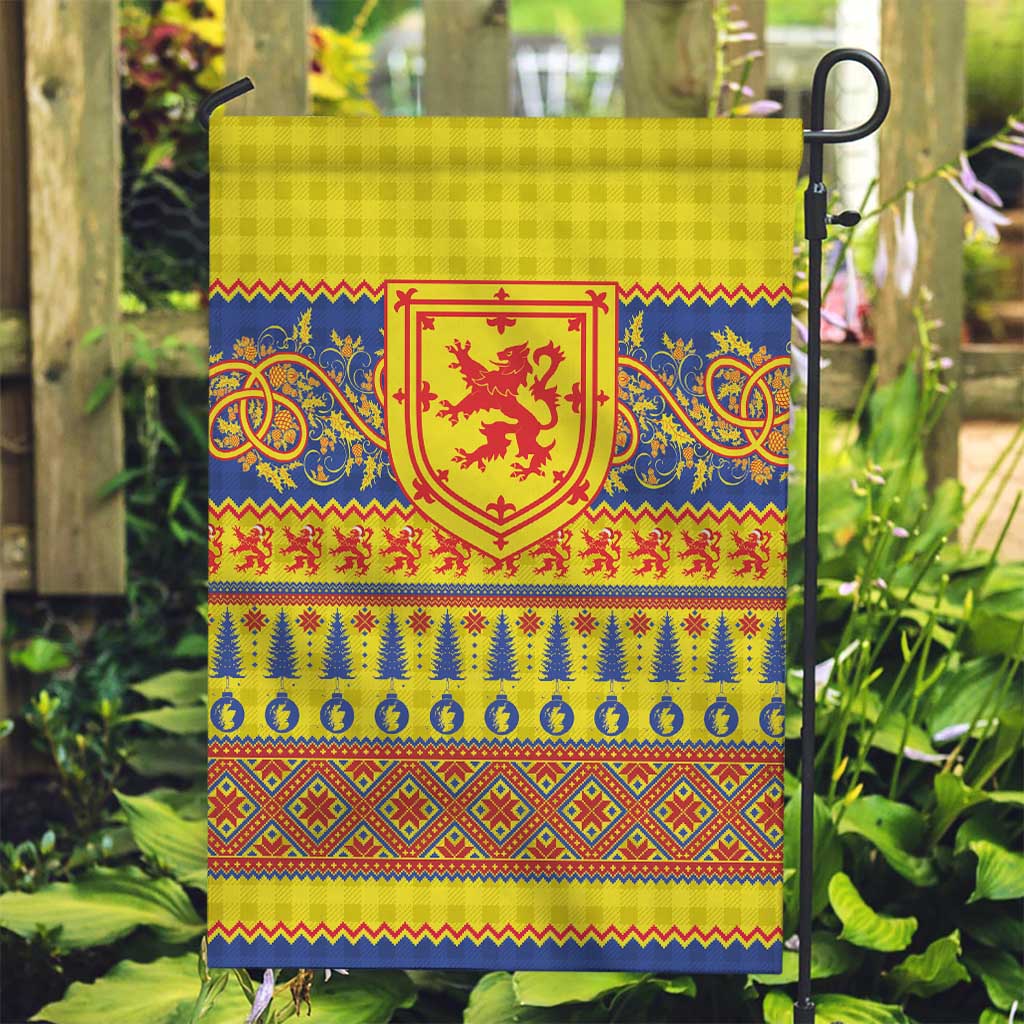 Scottish Christmas Garden Flag Scotland Thistle and Celtic Knot Yellow-Red Color - Wonder Print Shop