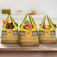 Scottish Christmas Grocery Bag Scotland Thistle and Celtic Knot Yellow-Red Color - Wonder Print Shop