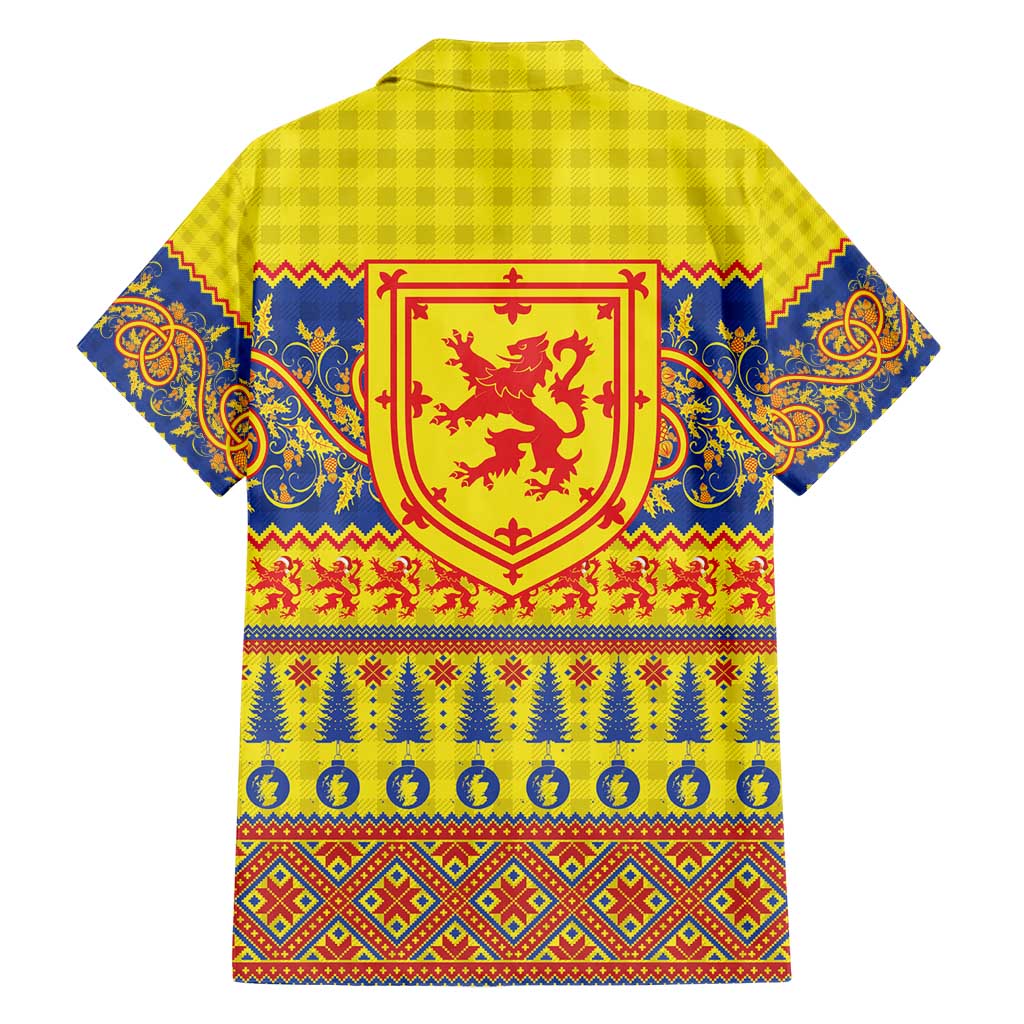 Scottish Christmas Hawaiian Shirt Scotland Thistle and Celtic Knot Yellow-Red Color - Wonder Print Shop