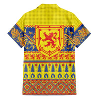 Scottish Christmas Hawaiian Shirt Scotland Thistle and Celtic Knot Yellow-Red Color - Wonder Print Shop